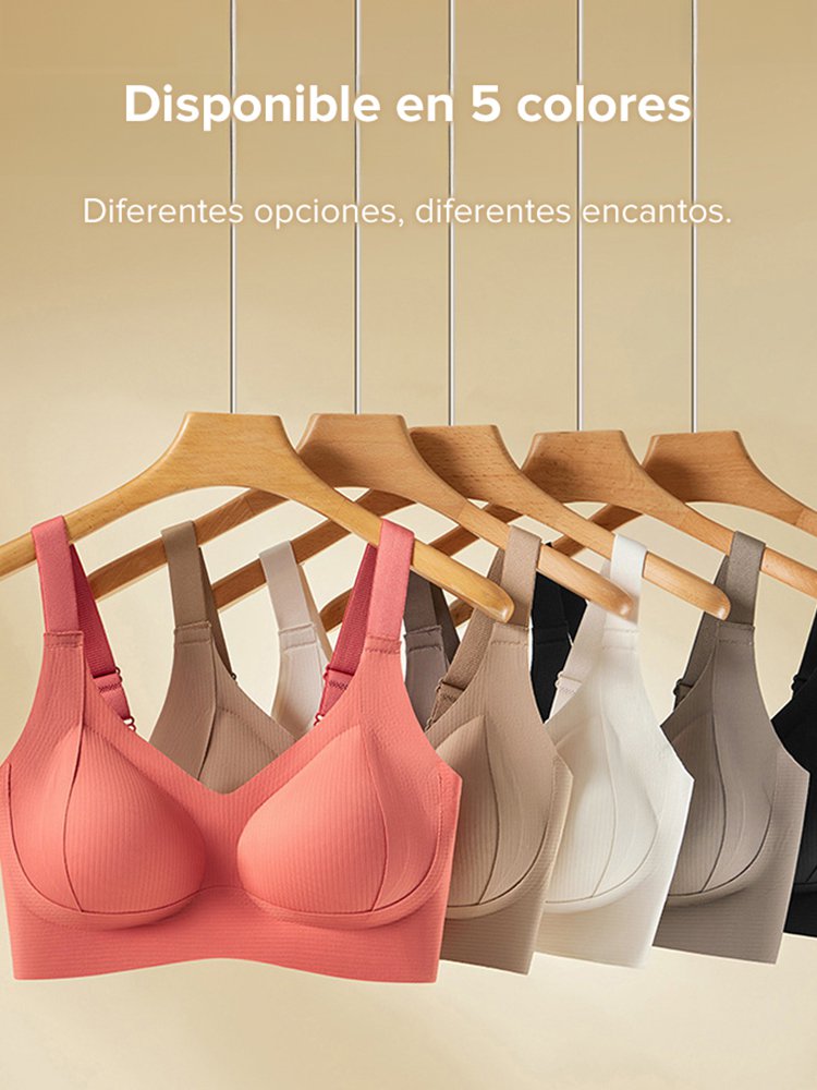 Sujetador ajustable con efecto lifting, sin costuras y con apariencia discreta para pechos grandes.