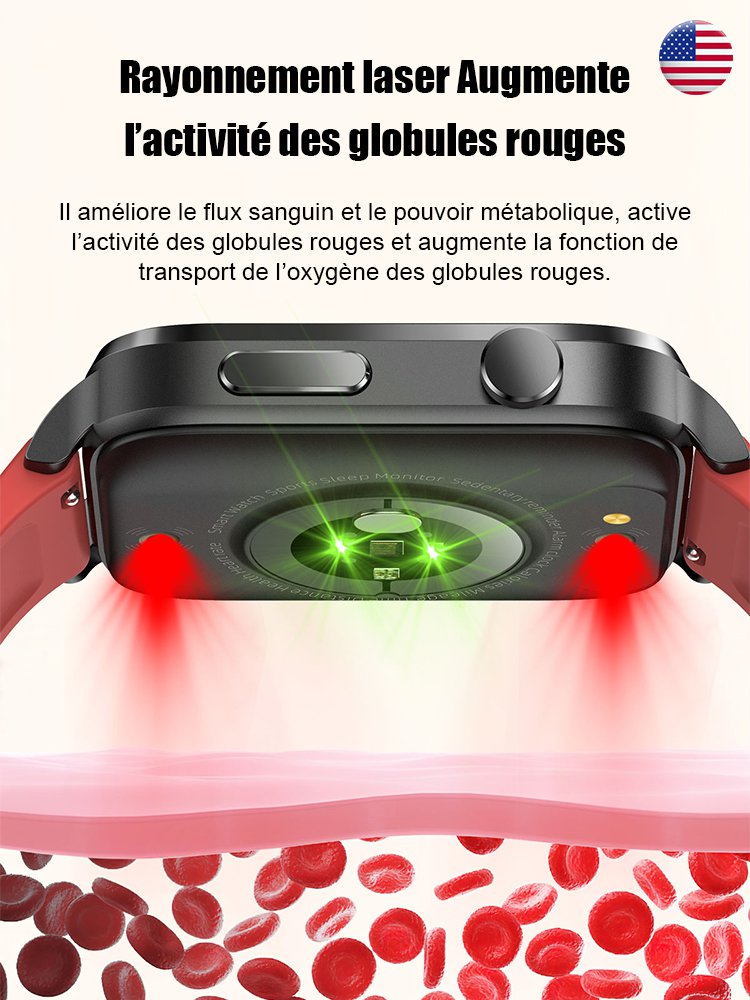 Détection de la glycémie et de l'oxygène dans le sang montre intelligente