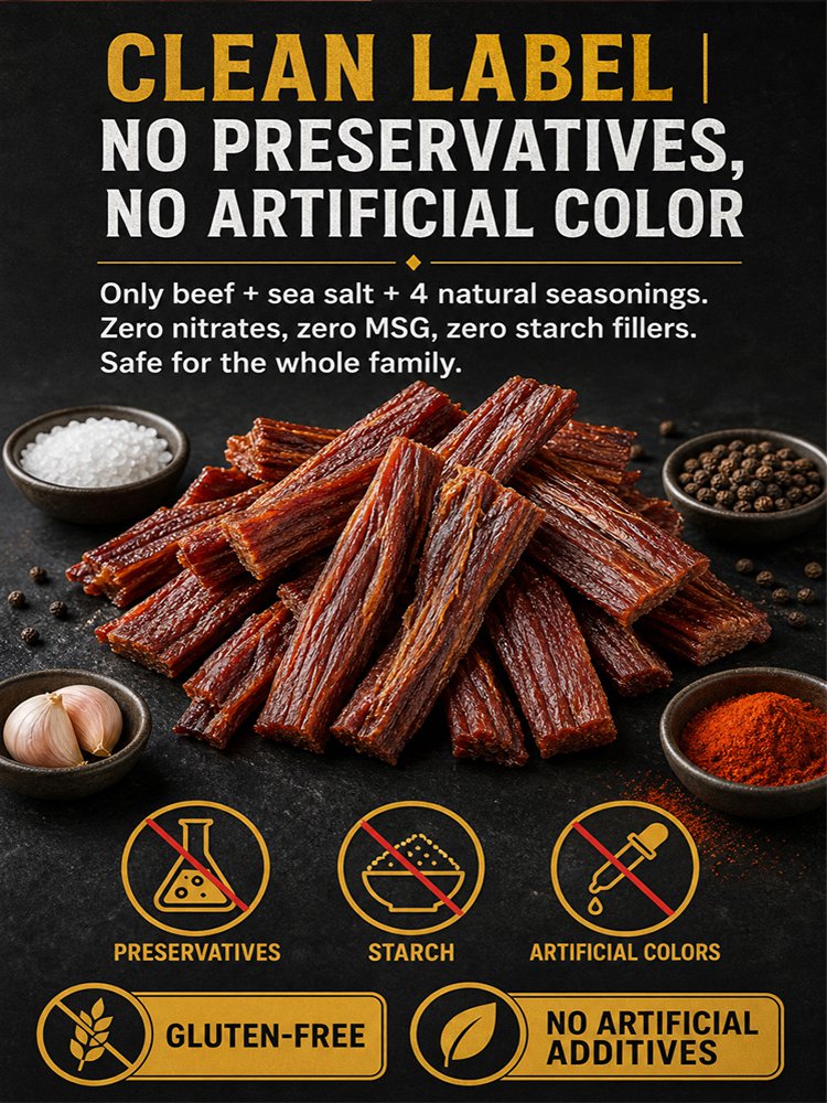 Zero-additive high-protein pure beef jerky