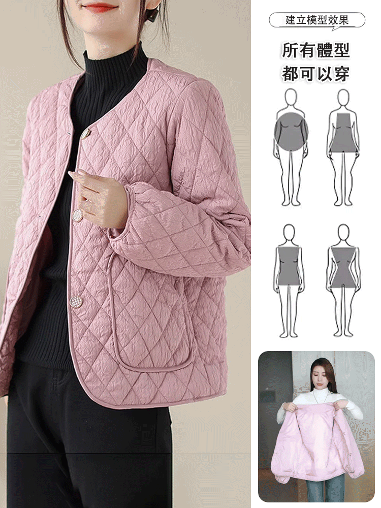 圓領小香風氣質肌理感羽絨棉服