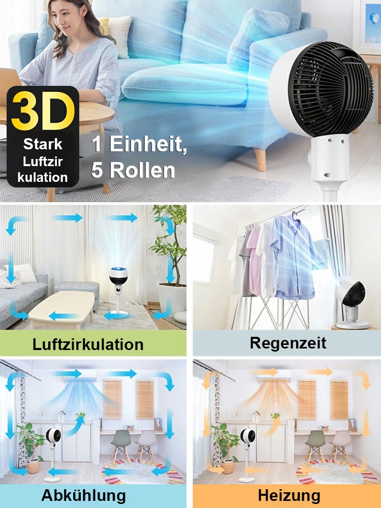 Der geräuscharm Standventilator mit Energiesparmodus und Zirkulationsfunktion