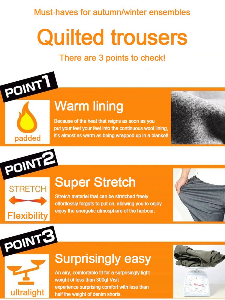 Men's Autumn/Winter Fleece-Lined Slim Fit Trousers