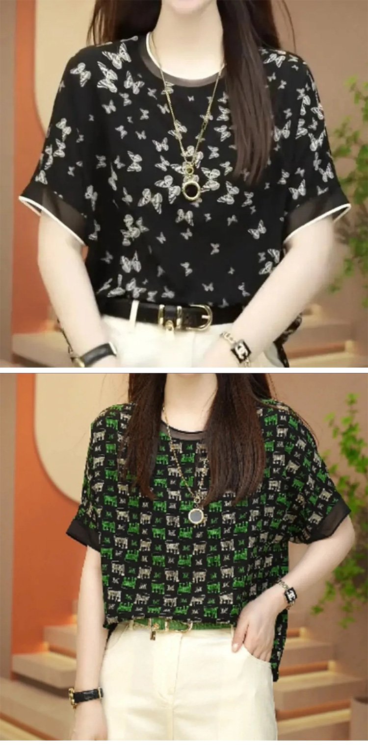 細部ディテール・5分袖レディースブラウス