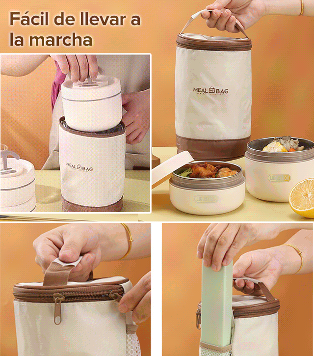 Caja de almuerzo de acero inoxidable aislada de múltiples capas 304