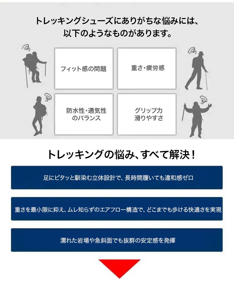 防水機能付きアウトドアシューズのサイドビュー