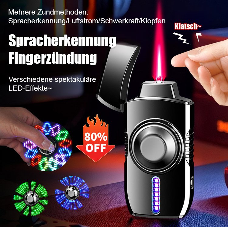 【Mehrfarbige coole Beleuchtung】Metallisches intelligentes sprachgesteuertes Feuerzeug