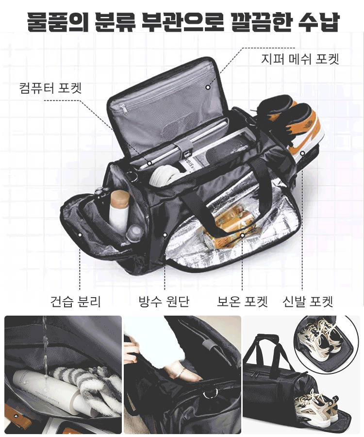 [백팩 및 토트백 겸용] 대용량 방수 여행용 가방