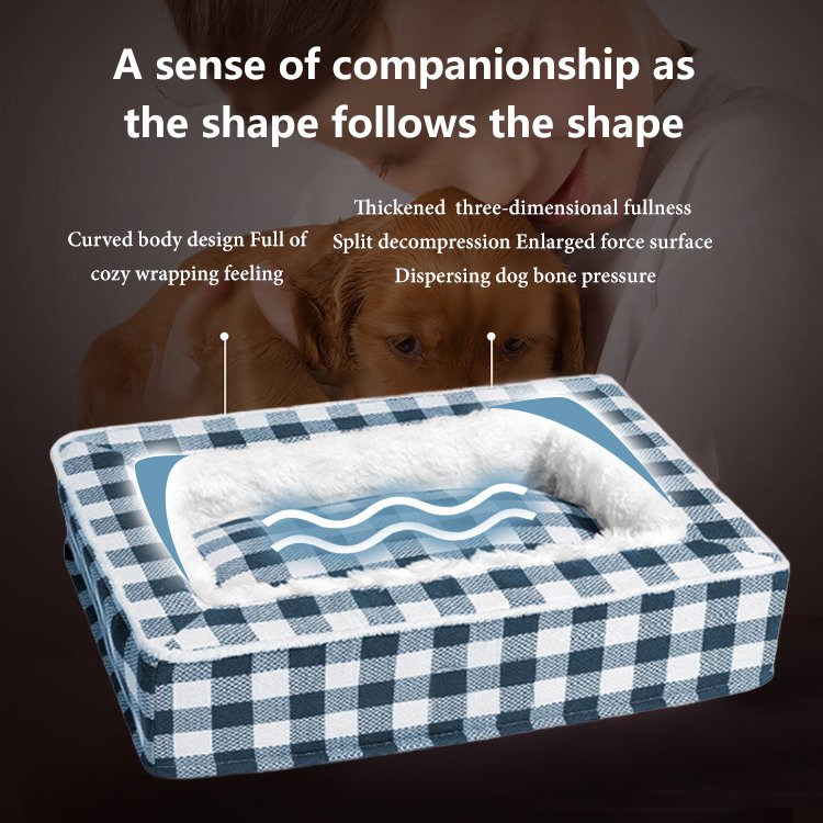 Classic Plaid Comfortable Calming Dog Bed