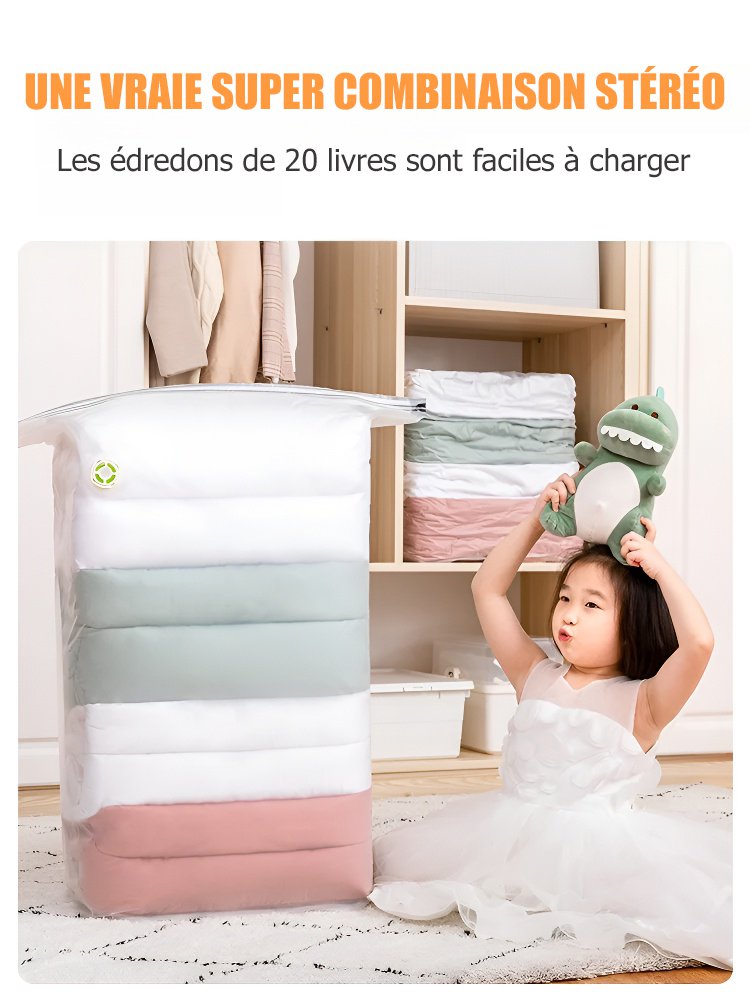 Sac de rangement tridimensionnel à compression de trois secondes sans pompe