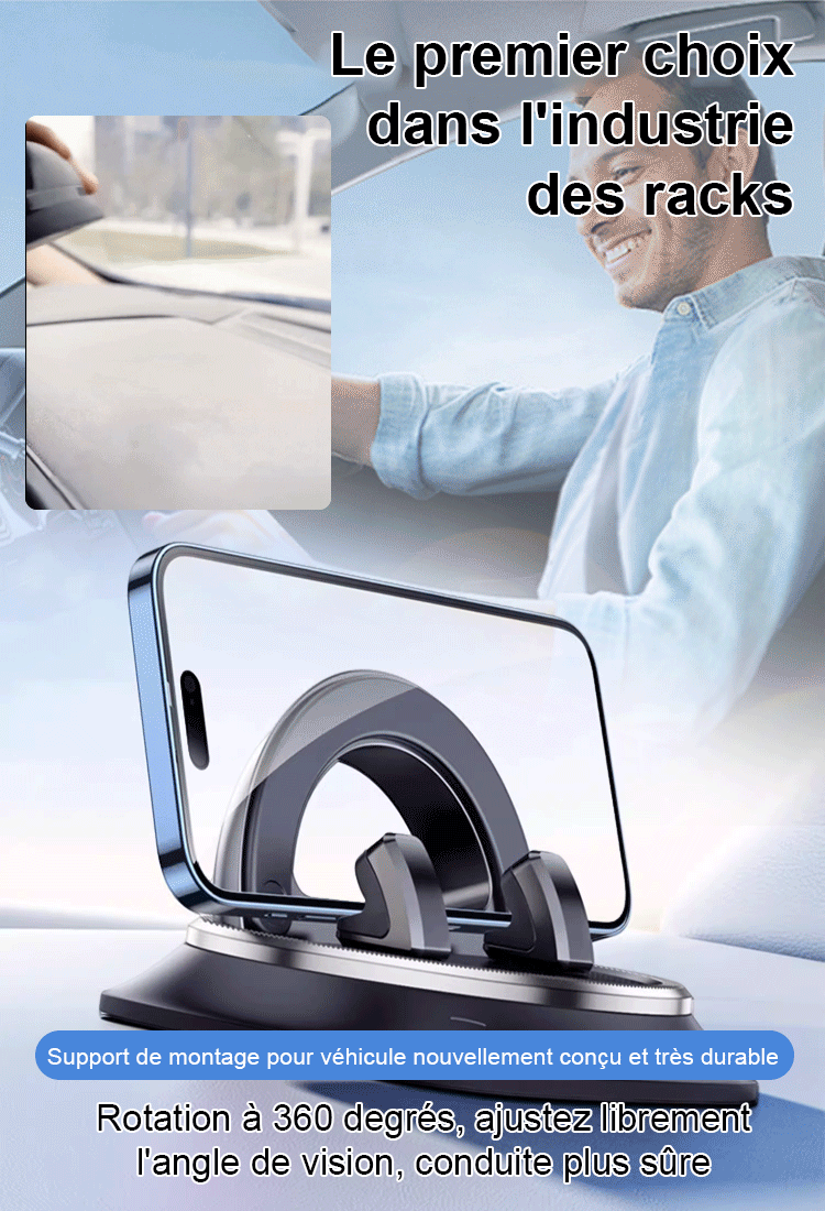 Support de voiture rotatif à 360 degrés et anti-balancement
