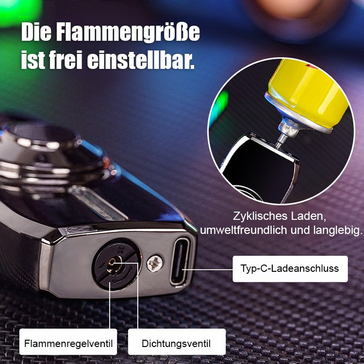 【Mehrfarbige coole Beleuchtung】Metallisches intelligentes sprachgesteuertes Feuerzeug