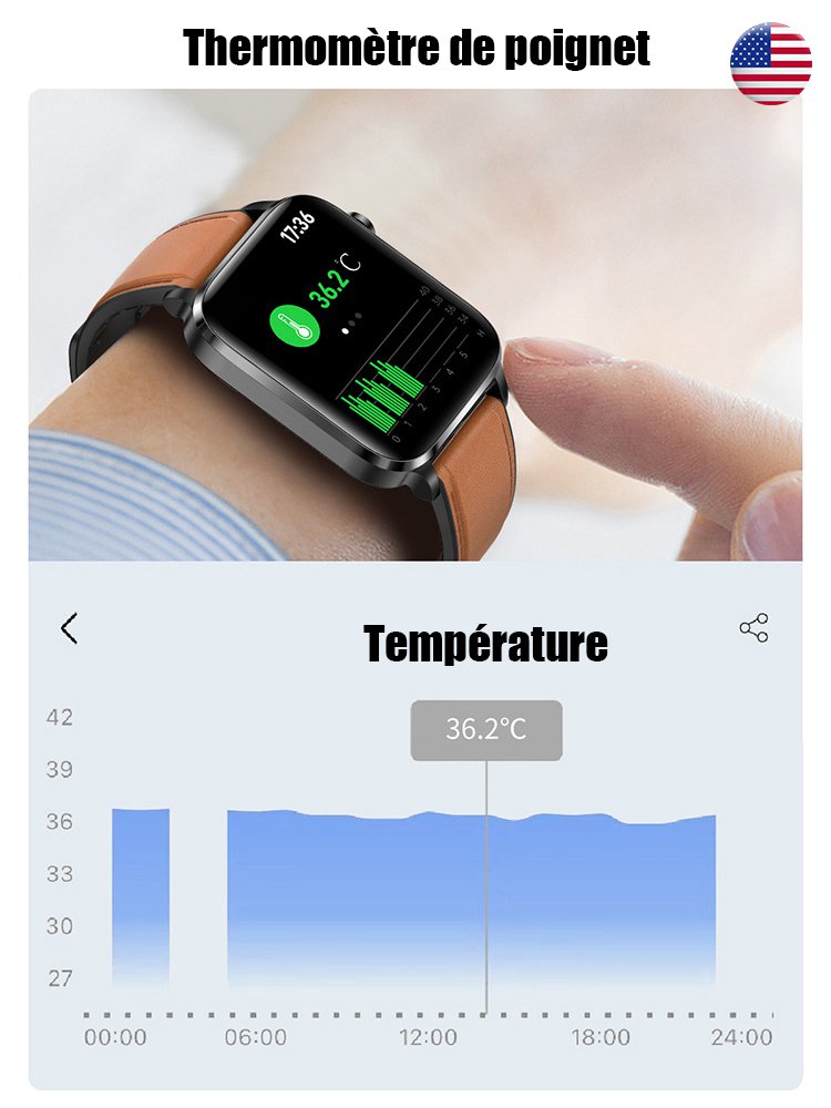 Détection de la glycémie et de l'oxygène dans le sang montre intelligente