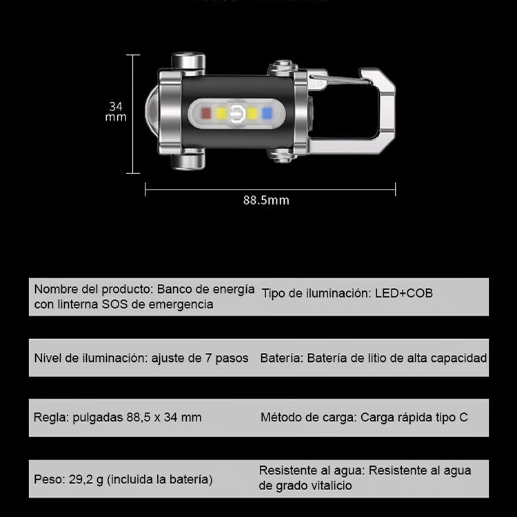 【Tres en uno multifuncional】Linterna de emergencia SOS