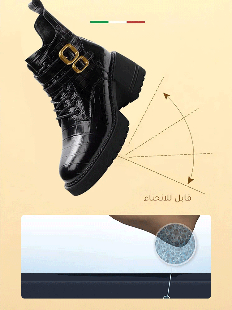 حذاء مارتن فرنسي من الجلد الناعم الأصلي بكعب عالي للنساء
