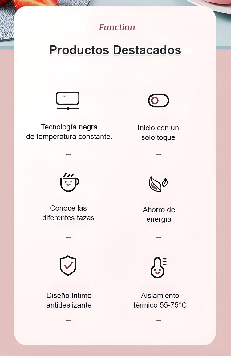 Estera calefactora para tazas en escritorio de oficina