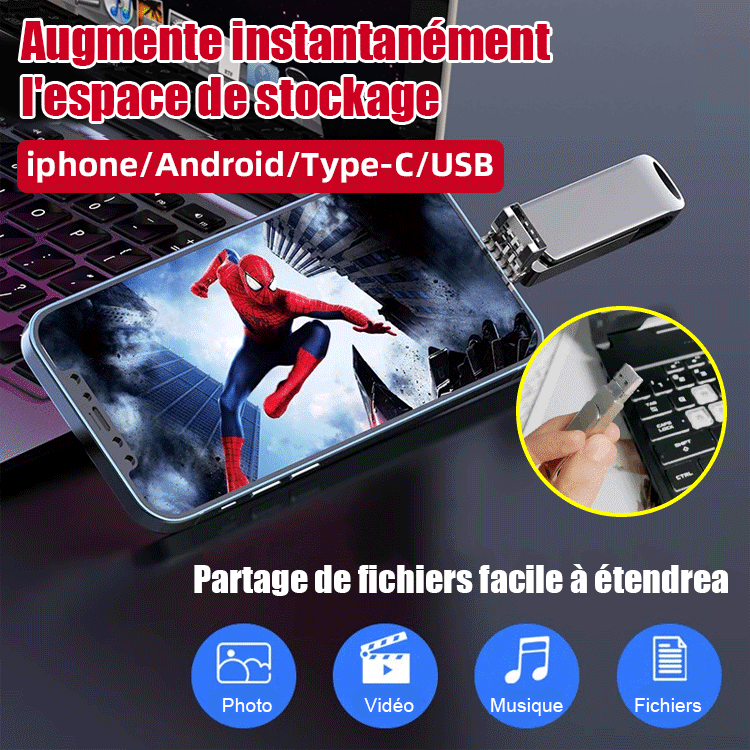 Disque portable d'extension de téléphone mobile 4-en-1