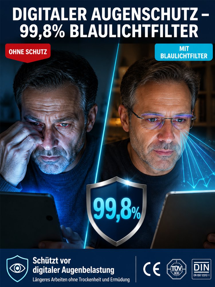 Ultra-leichte randlose Lesebrille mit Diamantschliff