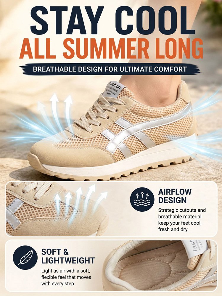 Breathable Color-Block Platform Women's Shoes