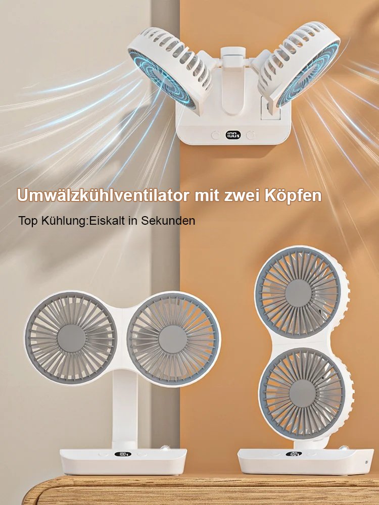Doppelt geräuschreduzierter, multifunktionaler Doppelkopf-Ventilator