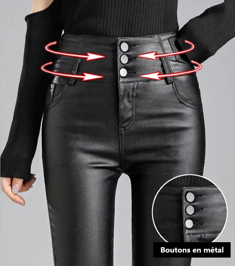 Pantalon skinny en cuir mat matelassé