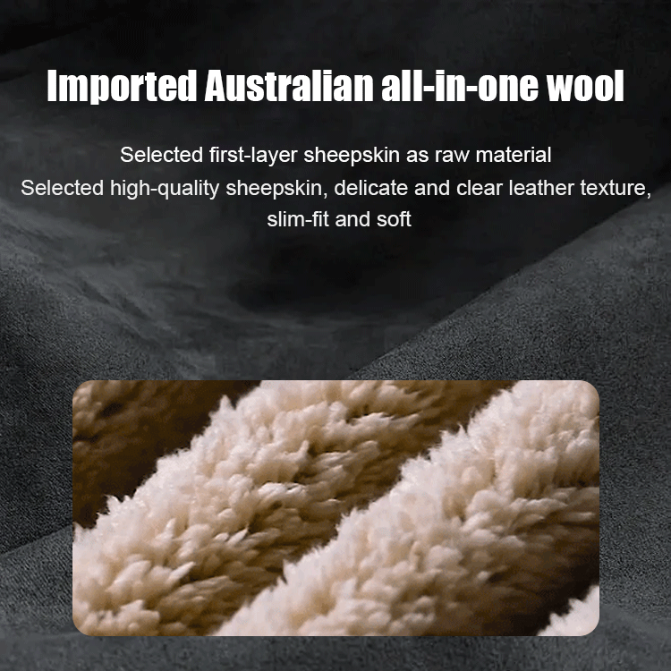 Thickened mid-length fur-lined leather motorcycle jacket 