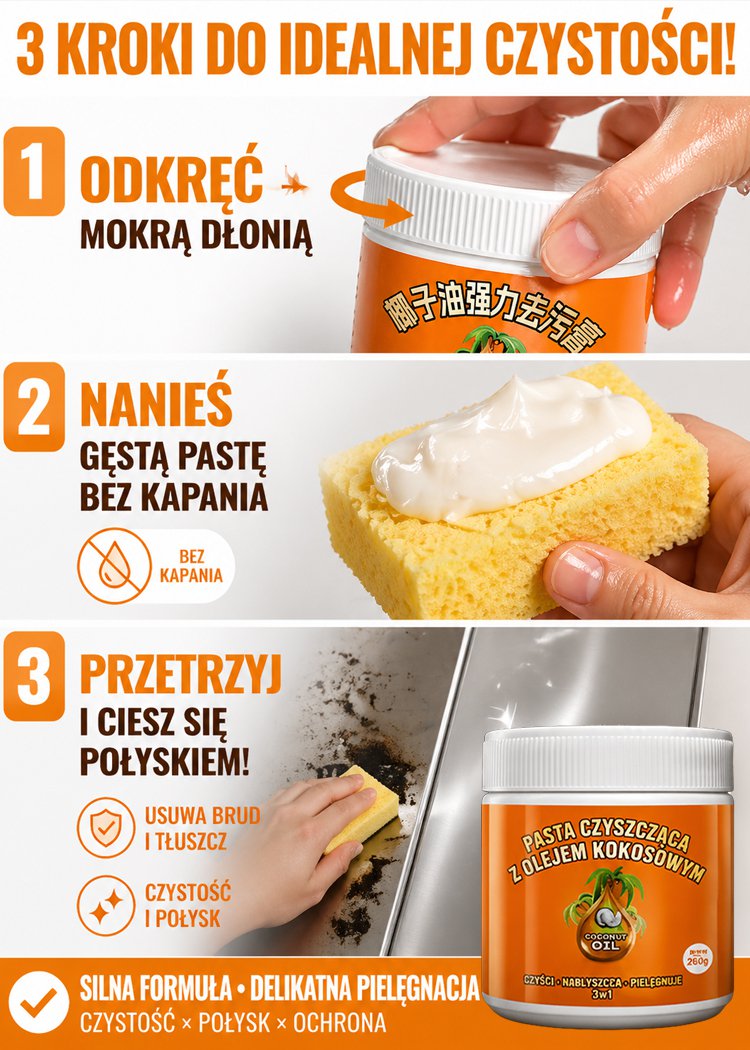 Mocna pasta czyszcząca z olejem kokosowym