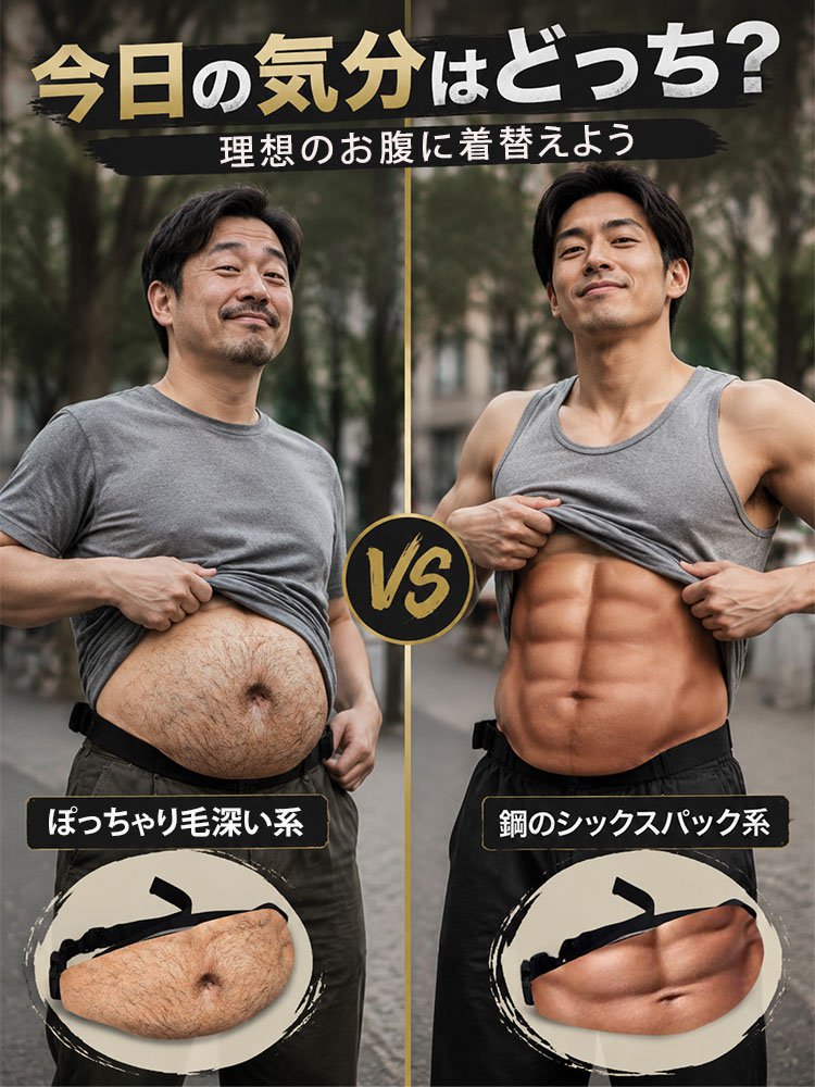 リアルなぽっこりお腹風おもしろ大容量ウエストポーチ