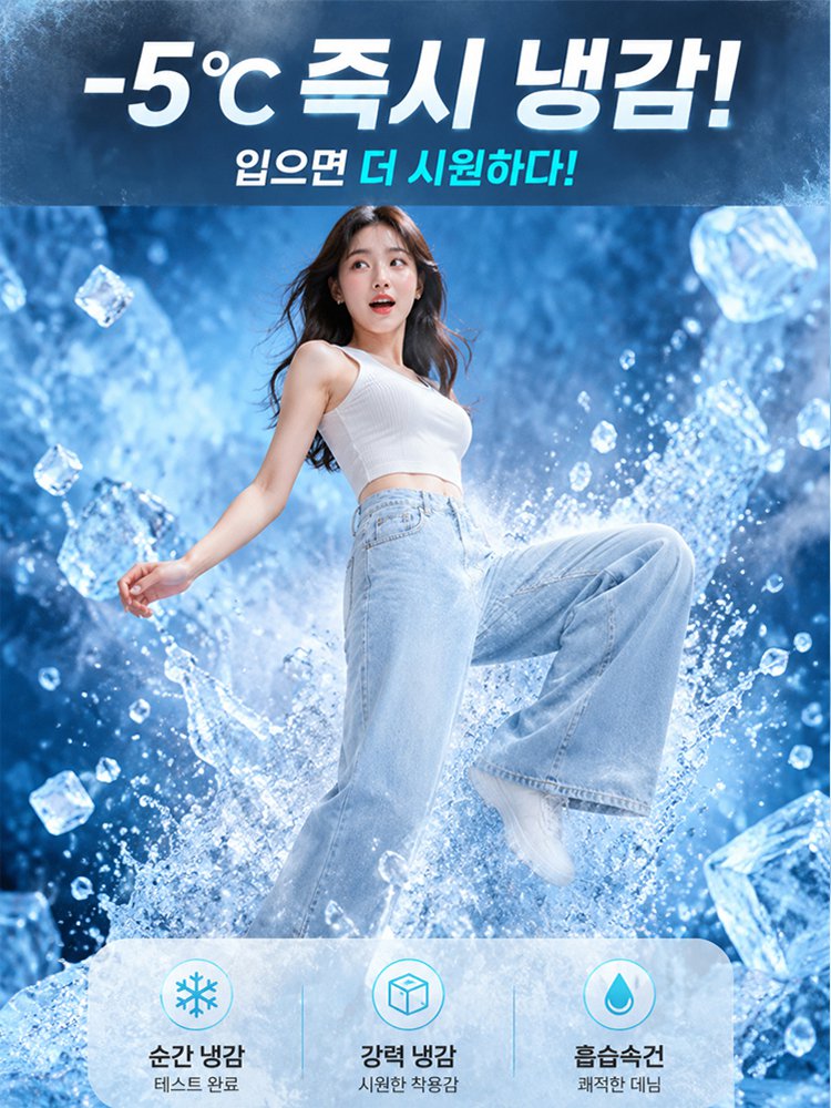 다채로운 컬러 선택 쿨링 저밀도 데님 팬츠