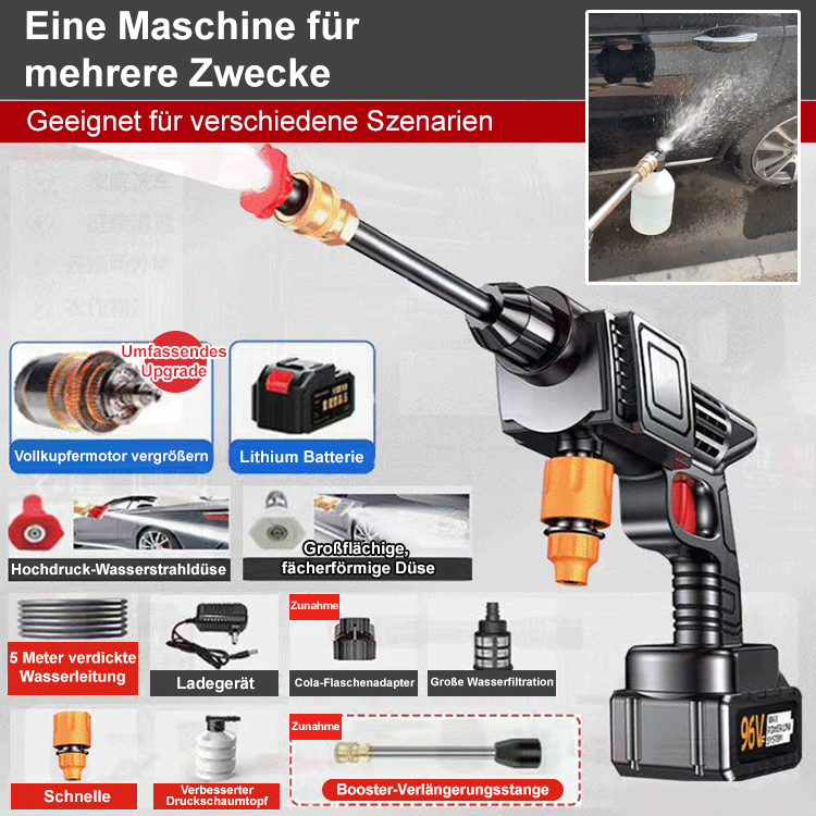 Home Tragbare, wiederaufladbare Hochdruck-Autowaschanlage