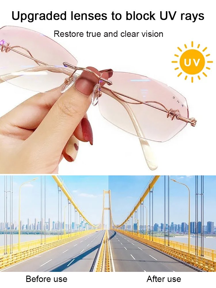 [Beauty Enhancer] Elegant Diamond Cut Edge Rimless Reading Glasses