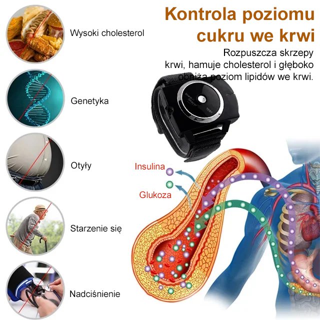 Zegarek z elektronicznym impulsem obniżającym poziom cukru we krwi
