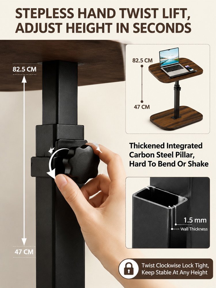 Mobile height-adjustable computer desk