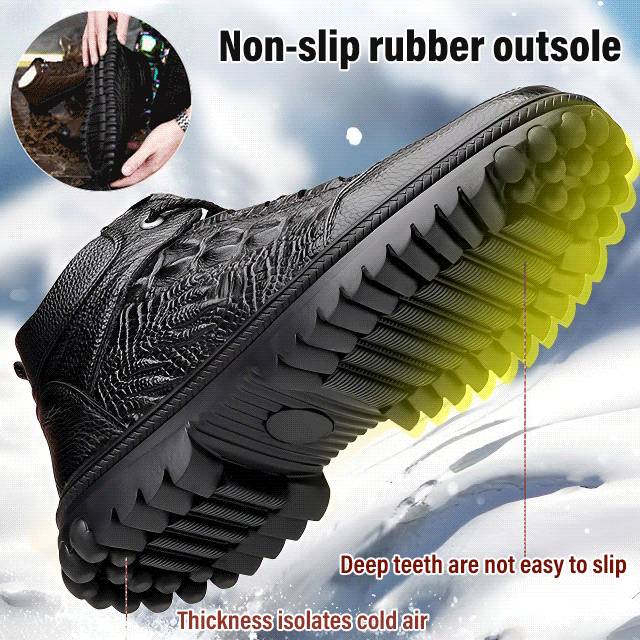 Men's Thick-Soled Fleece-Lined Leather Shoes