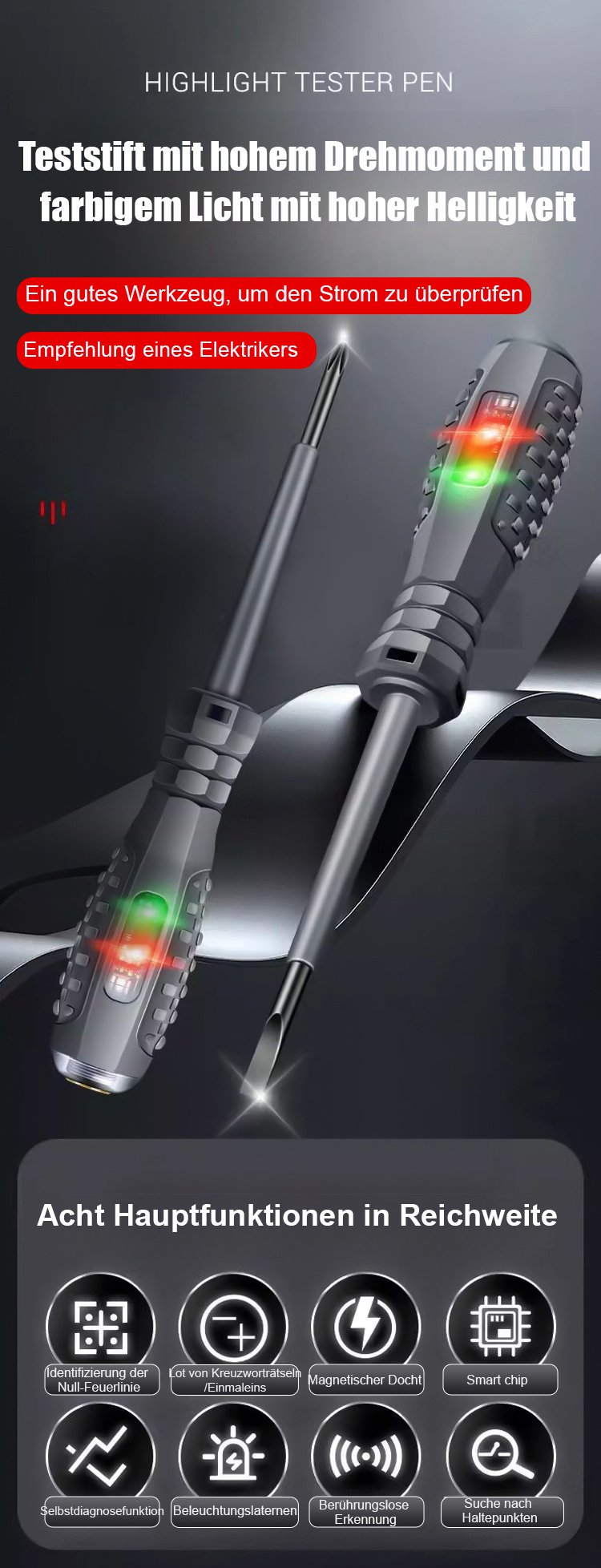 Farblichtstift mit hoher Helligkeit und Schraubendreher