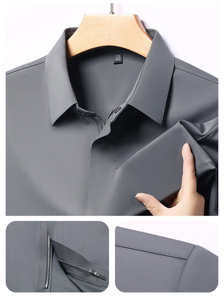 남성 히든 플랩 지퍼 반팔 티셔츠