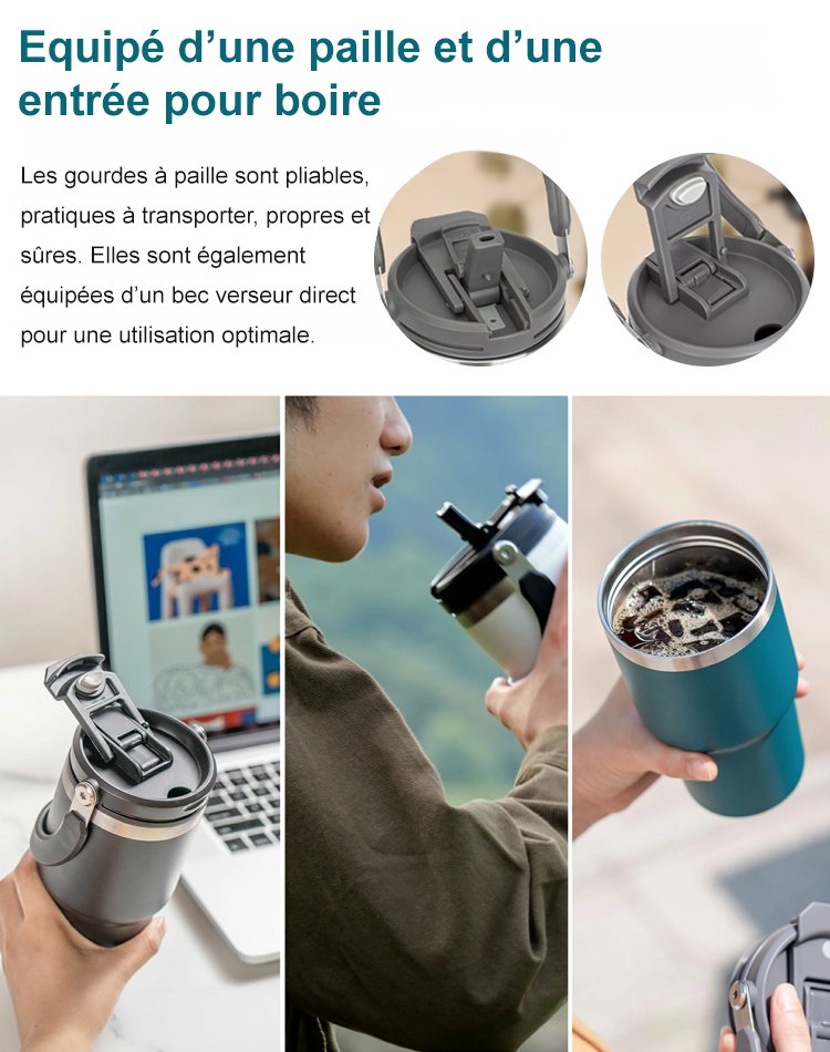 【Grande Capacité】Gobelet Isotherme pour Chaud et Froid