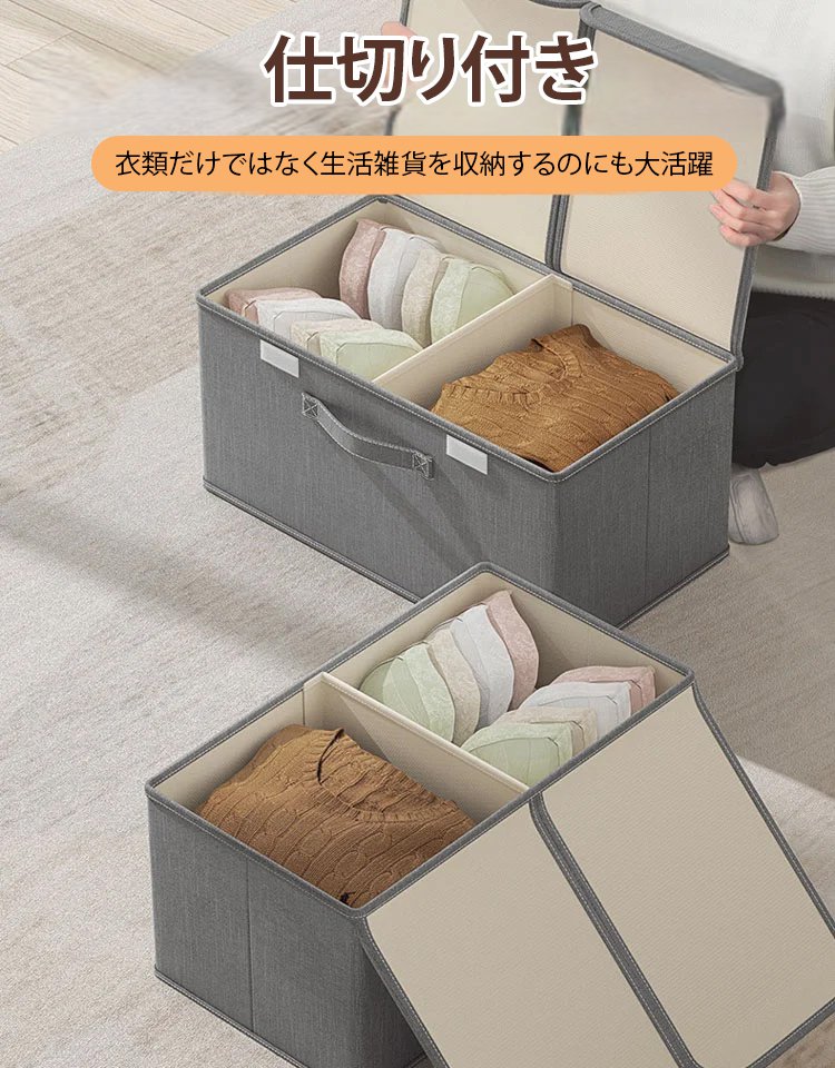 ダブルフタ・仕切り付き収納ケース