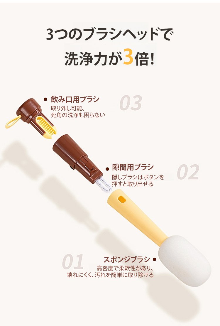 握りやすいハンドル付きマイク型ブラシ