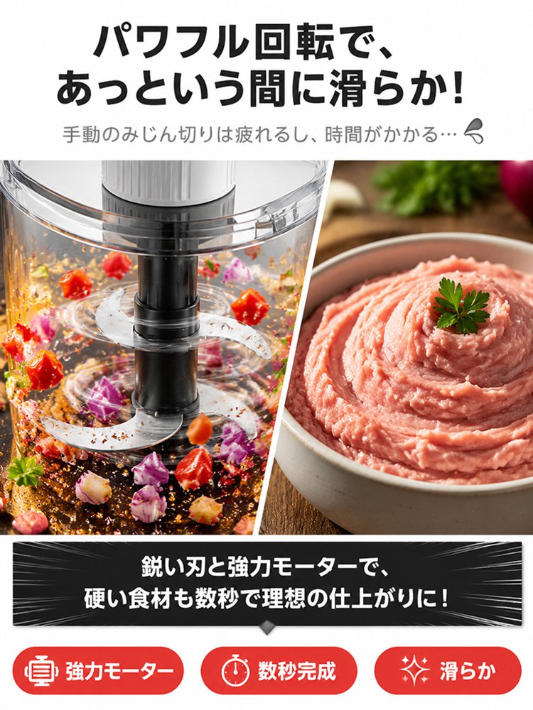 コンパクト多機能コードレスミキサー