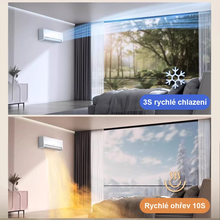 Domácí nástěnná klimatizace s funkcí chlazení a vytápění.
