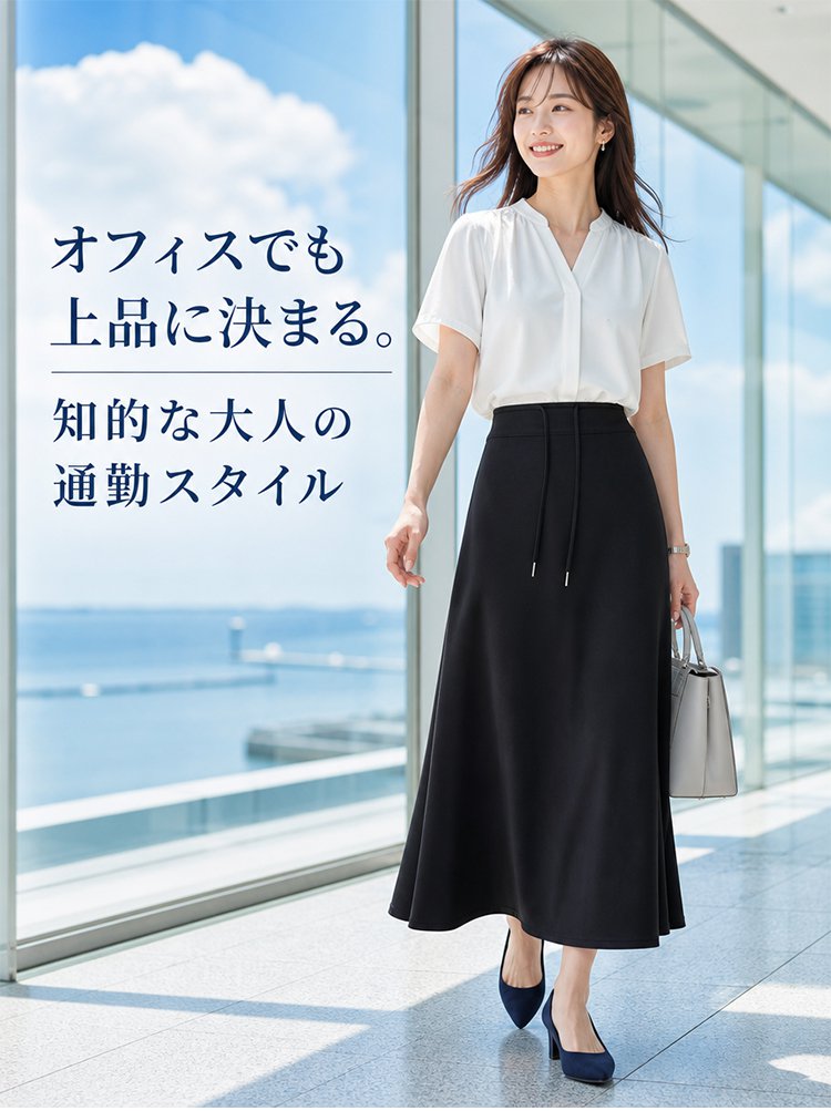 【85kgまで対応】ハイウエスト美脚Aラインフレアロングスカート - detail 30