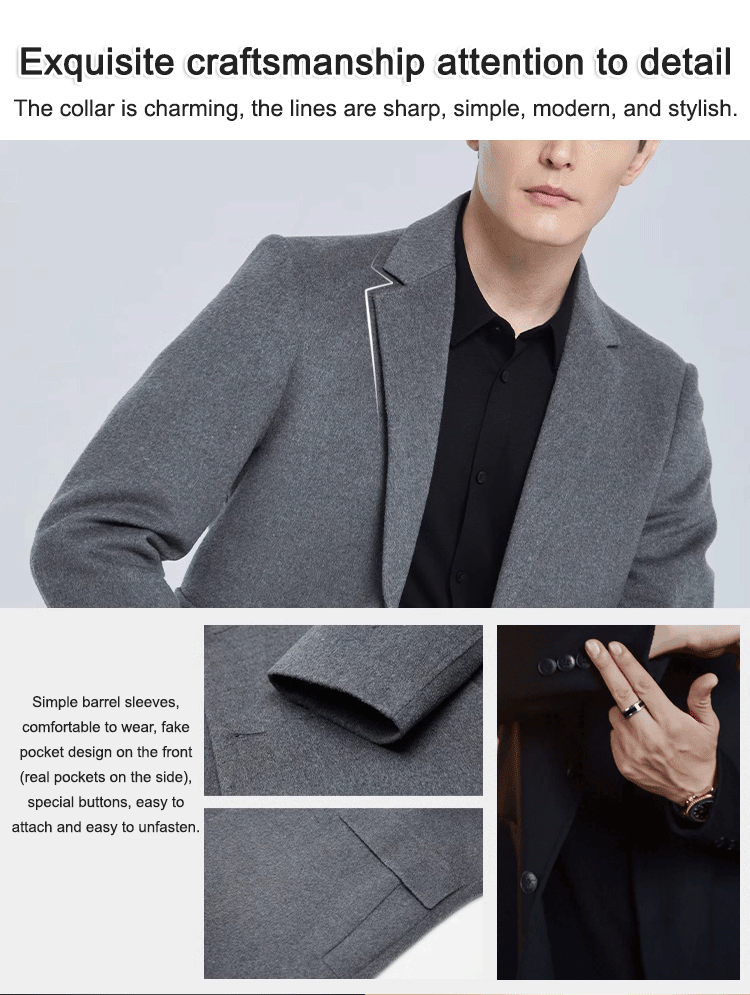 Men's suit collar double-faced cashmere short coat