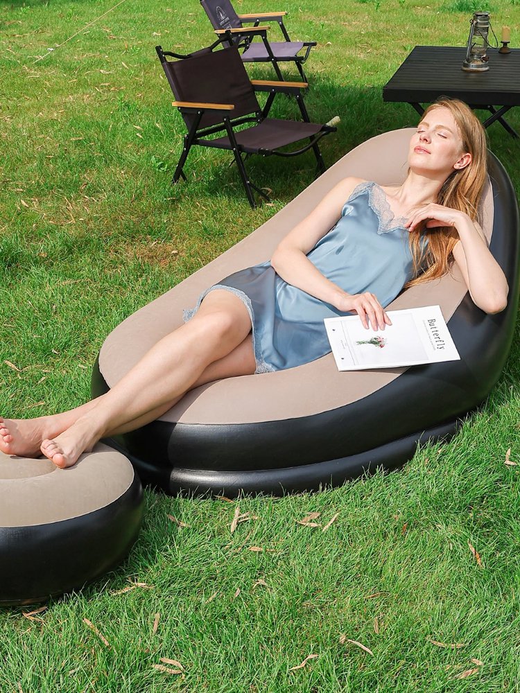 195kg Load - bearing Portable Flocked Inflatable Sofa Set: Turn Home & Camping into Cozy Retreats