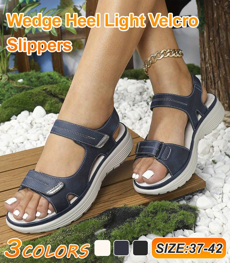 Sporty Wedge Lightweight Velcro Large Size Sandals