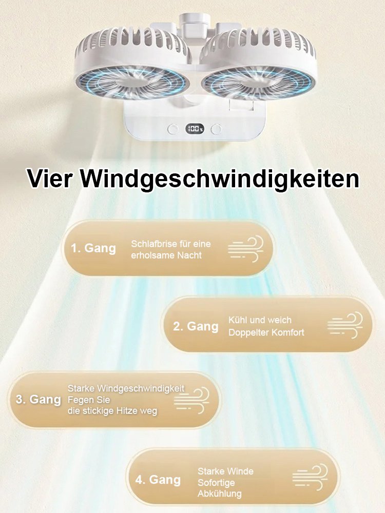 Doppelt geräuschreduzierter, multifunktionaler Doppelkopf-Ventilator