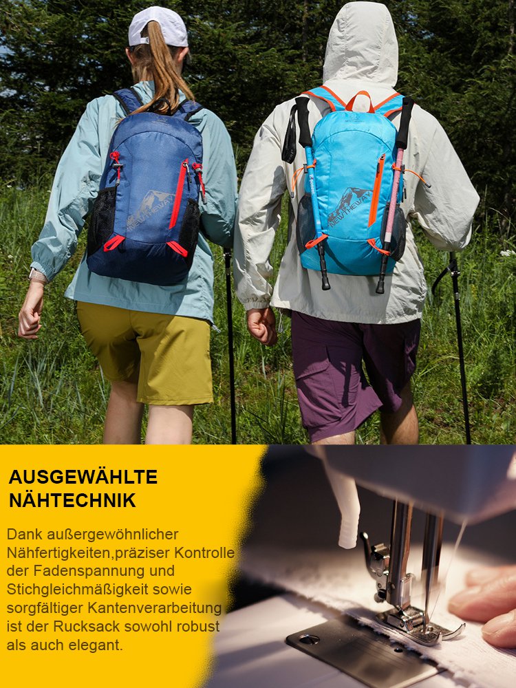 Großer faltbarer Wanderrucksack, leichter als ein Ei.