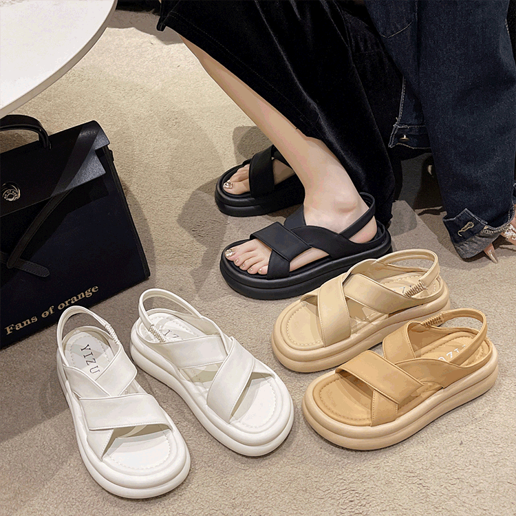 크로스 통굽 샌들