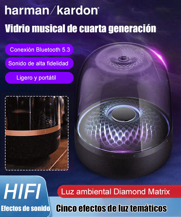 Altavoz Bluetooth de Cristal Colorido