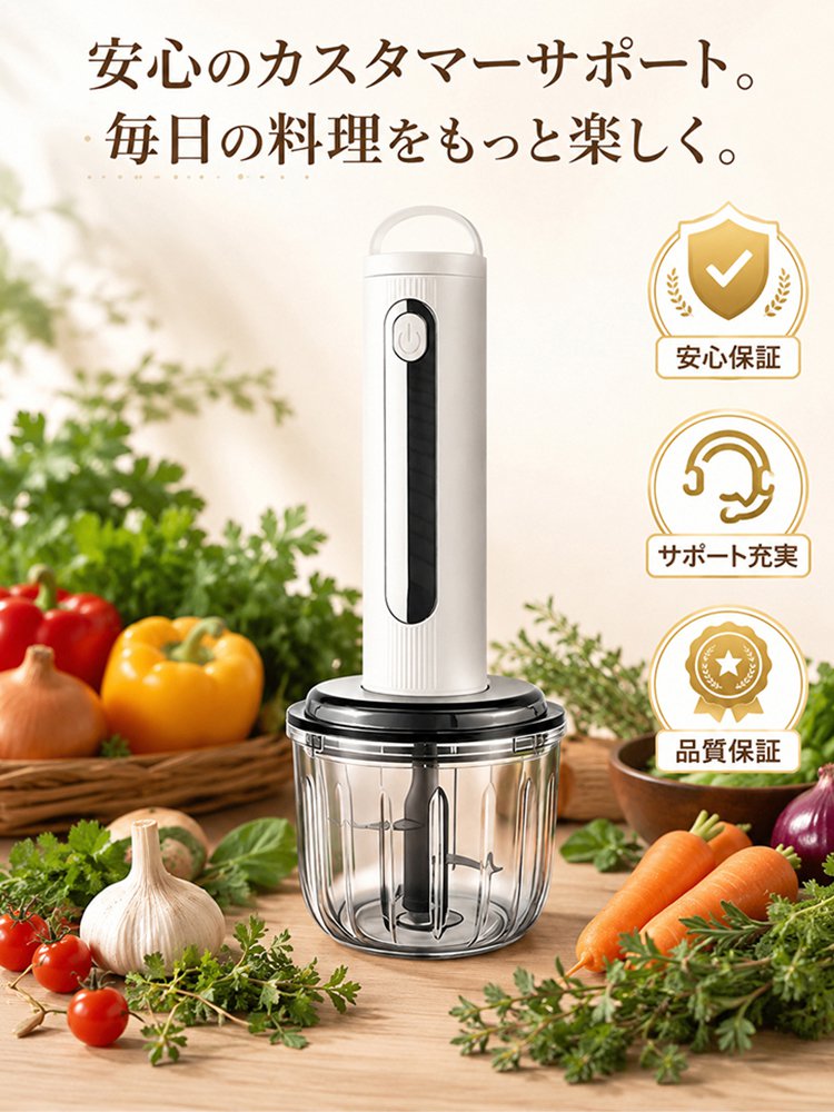 コンパクト多機能コードレスミキサー