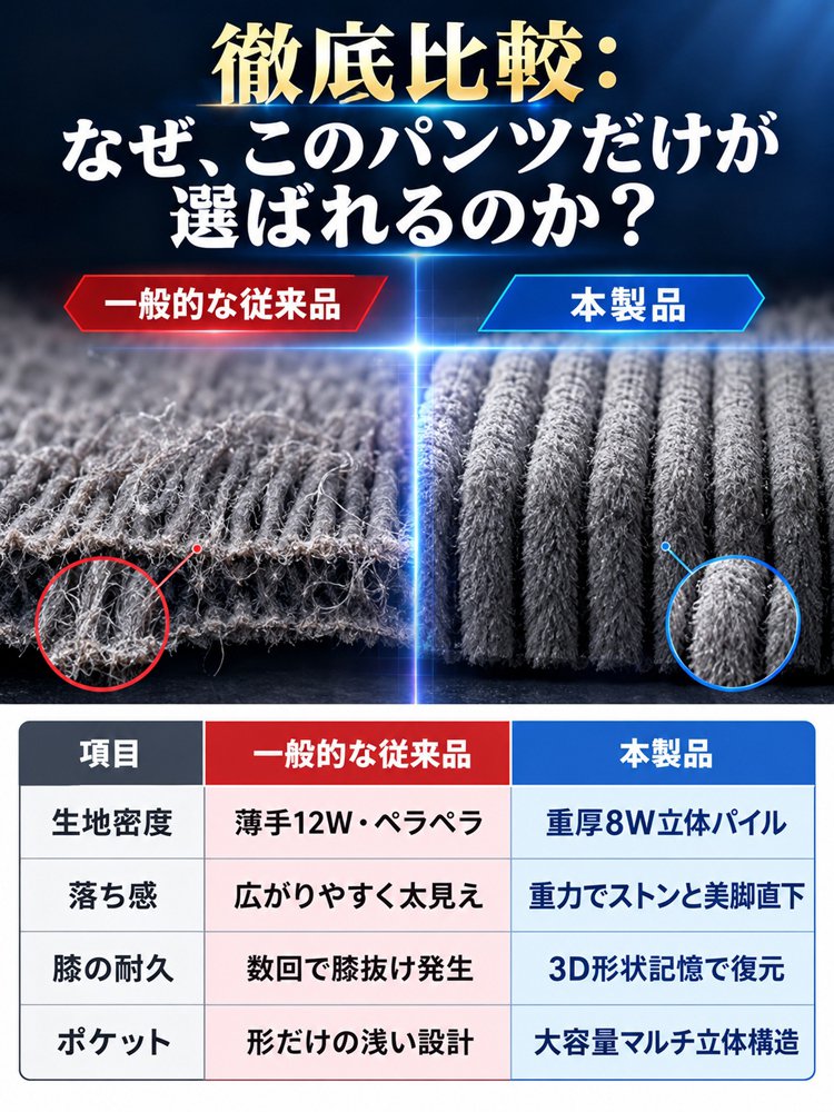 男女兼用 多ポケット コーデュロイ カジュアルパンツ